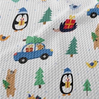 Celebrating Christmas Animals Birdseye Piqué