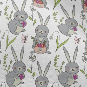 Cute Bunny Hiding Eggs Chiffon