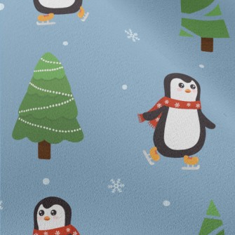 Penguins Skating In The Snow Chiffon