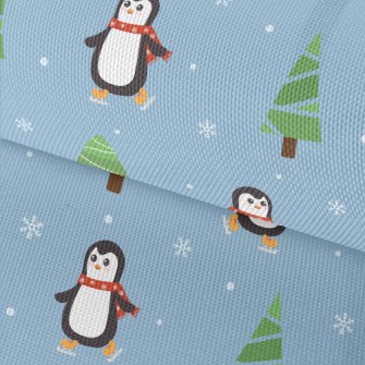 Penguins Skating In The Snow Waterproof Oxford