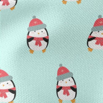 Cartoon Penguin In Winter Clot Waterproof Canvas