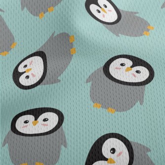Cartoon Penguin Pattern Athletic Mesh Flat Back