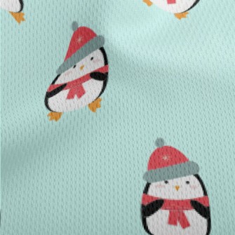Cartoon Penguin In Winter Clot Athletic Mesh Flat Back