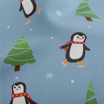 Penguins Skating In The Snow Athletic Mesh Flat Back