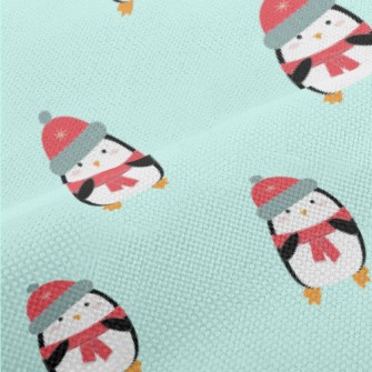 Cartoon Penguin In Winter Clot Performance Linen