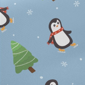Penguins Skating In The Snow Twill