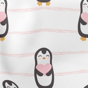 Cute Penguin Holding Heart Stretch Ponte