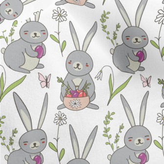 Cute Bunny Hiding Eggs Micro Fleece
