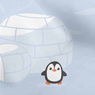 Igloo And Cute Penguins Micro Fleece