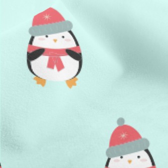 Cartoon Penguin In Winter Clot Micro Fleece