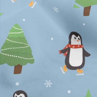 Penguins Skating In The Snow Micro Fleece