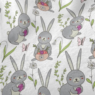 Cute Bunny Hiding Eggs Minky