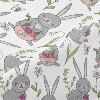 Cute Bunny Hiding Eggs Piqué