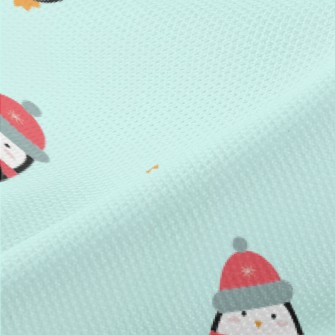 Cartoon Penguin In Winter Clot Piqué