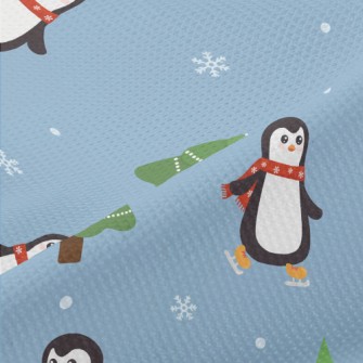 Penguins Skating In The Snow Piqué