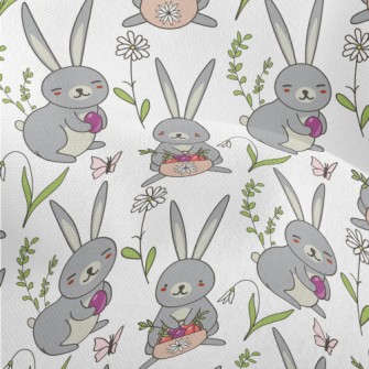 Cute Bunny Hiding Eggs Lightweight Performance Linen