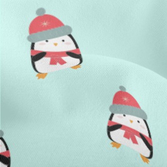 Cartoon Penguin In Winter Clot Lightweight Performance Linen