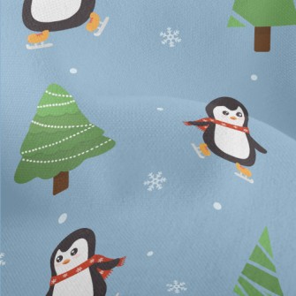 Penguins Skating In The Snow Lightweight Performance Linen