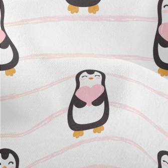 Cute Penguin Holding Heart Lightweight Performance Linen