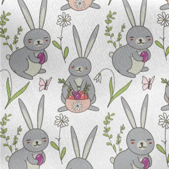 Cute Bunny Hiding Eggs Jersey Backed Fleece