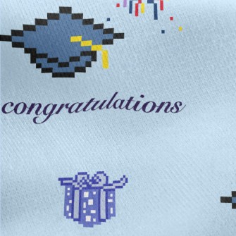 Pixel Style Graduation Cap Jersey Backed Fleece