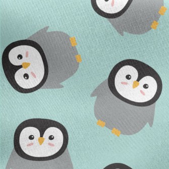 Cartoon Penguin Pattern Jersey Backed Fleece