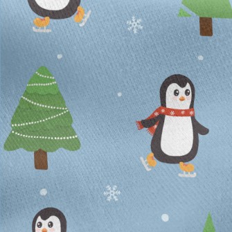 Penguins Skating In The Snow Jersey Backed Fleece
