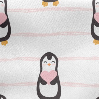 Cute Penguin Holding Heart Jersey Backed Fleece
