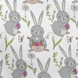 Cute Bunny Hiding Eggs Pongee