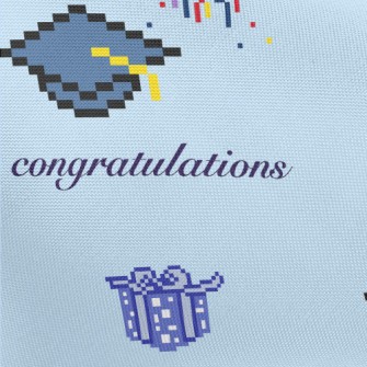 Pixel Style Graduation Cap Pongee