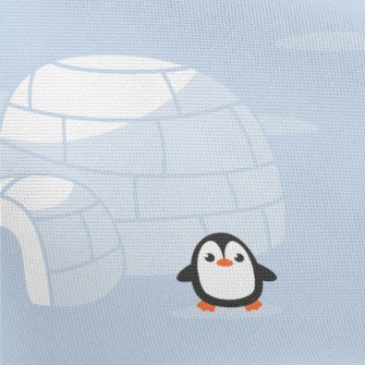 Igloo And Cute Penguins Pongee