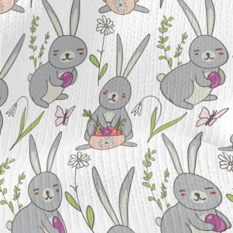 Cute Bunny Hiding Eggs Stretch Jersey