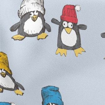Funny Hand Drawn Penguin Lightweight Cotton Poplin