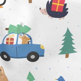 Celebrating Christmas Animals Lightweight Cotton Poplin