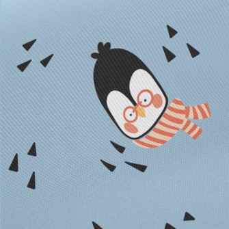 Smart Cartoon Penguin Midweight Cotton Poplin