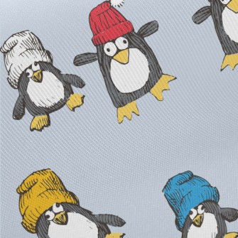 Funny Hand Drawn Penguin Midweight Cotton Poplin