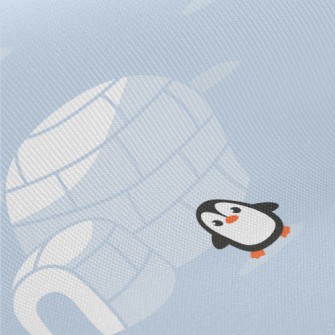 Igloo And Cute Penguins Midweight Cotton Poplin