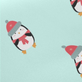 Cartoon Penguin In Winter Clot Midweight Cotton Poplin