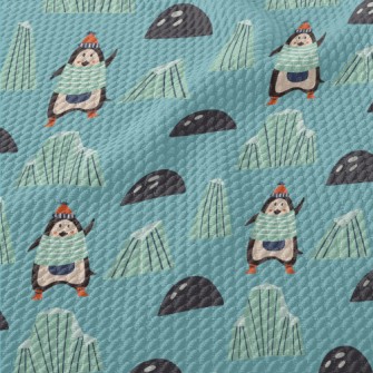 Cartoon Penguin With Ice Floe Birdseye Piqué
