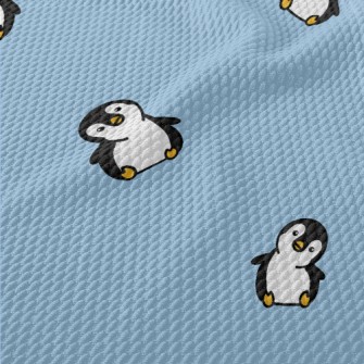 Cartoon Penguin With Tilted He Birdseye Piqué