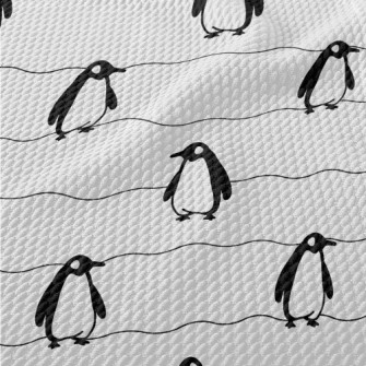 Simple Black And White Penguin Birdseye Piqué