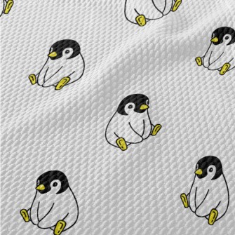 Cute Sitting Penguin Birdseye Piqué