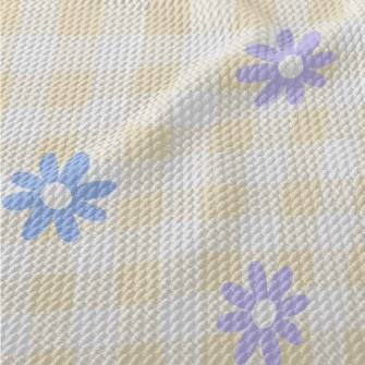 Colored Daisy Doodle Birdseye Piqué