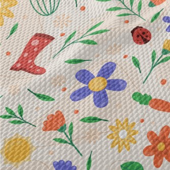 Cartoon Spring Garden Birdseye Piqué