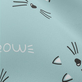 Hand Drawn Cute Cat Face Chiffon