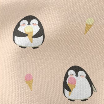 Cute Penguin Eating Ice Cream  Waterproof Canvas