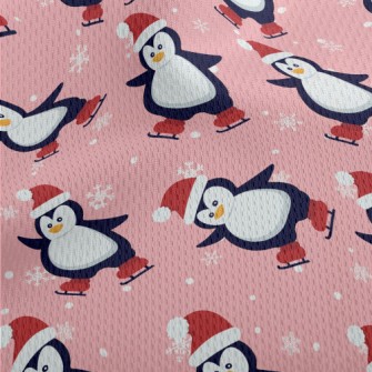 Christmas Skating Penguin Athletic Mesh Flat Back