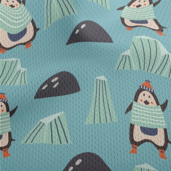 Cartoon Penguin With Ice Floe Athletic Mesh Flat Back