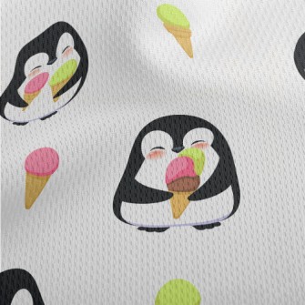 Penguin Eating Tricolor Cone Athletic Mesh Flat Back