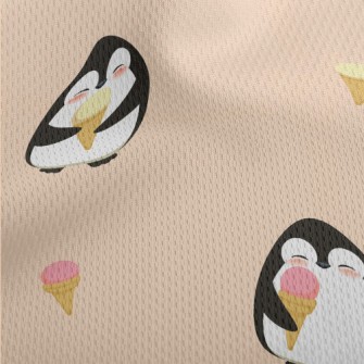Cute Penguin Eating Ice Cream  Athletic Mesh Flat Back